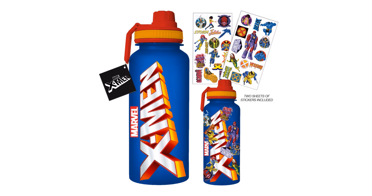 GameStop Marvel X-Men Logo 32oz Water Bottle and Sticker Set