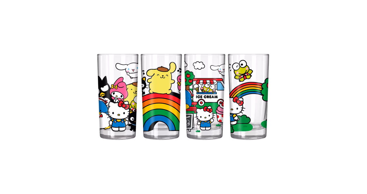 GameStop Hello Kitty and Friends at the Park 4pc. 10oz Tumbler Glass Set