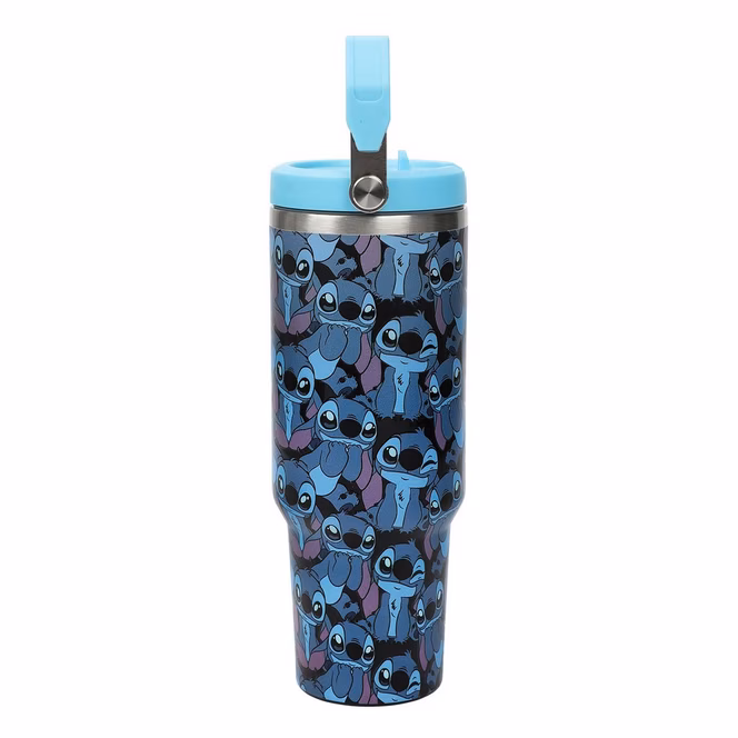GameStop Lilo and Stitch All-Over Stitch Print 40oz Stainless Steel Tumbler with Bucket Handle