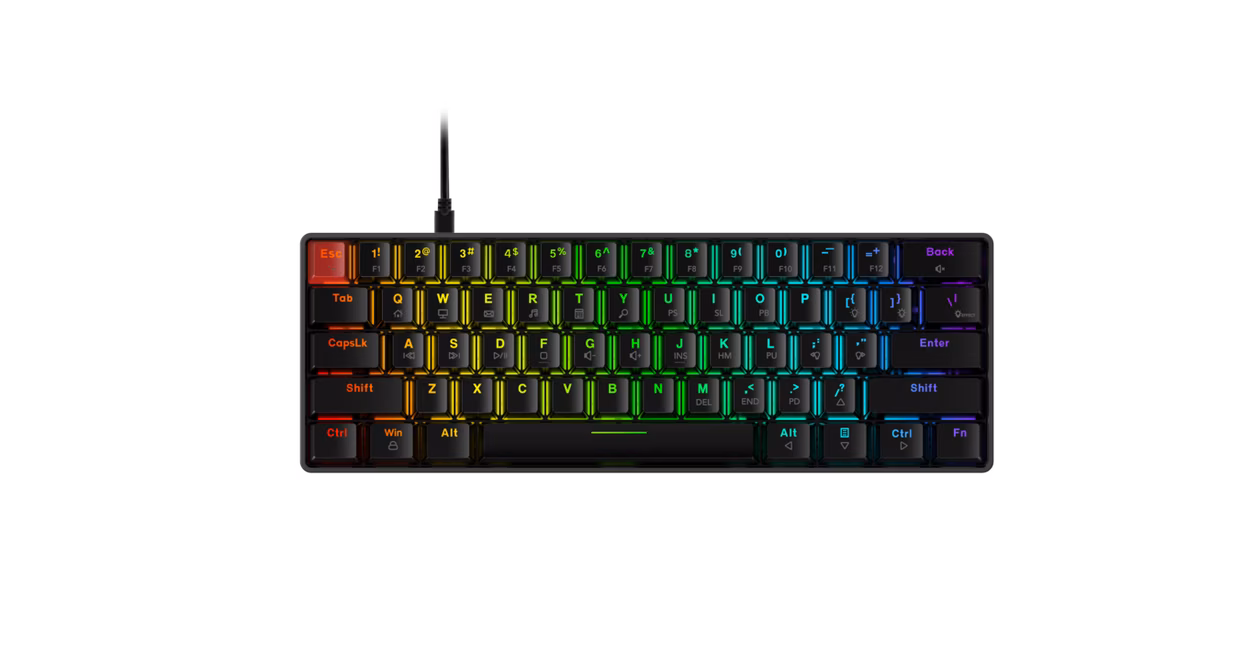 GameStop GameStop 60% Wired Mechanical Black Hot Swappable Keyboard - Brown Switch