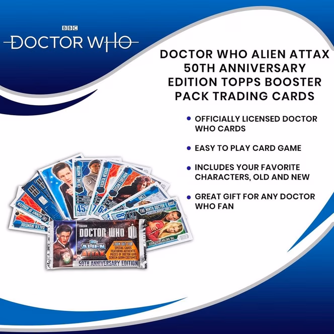GameStop Doctor Who Alien Attax 50th Anniversary Edition Topps Booster Pack Trading Cards