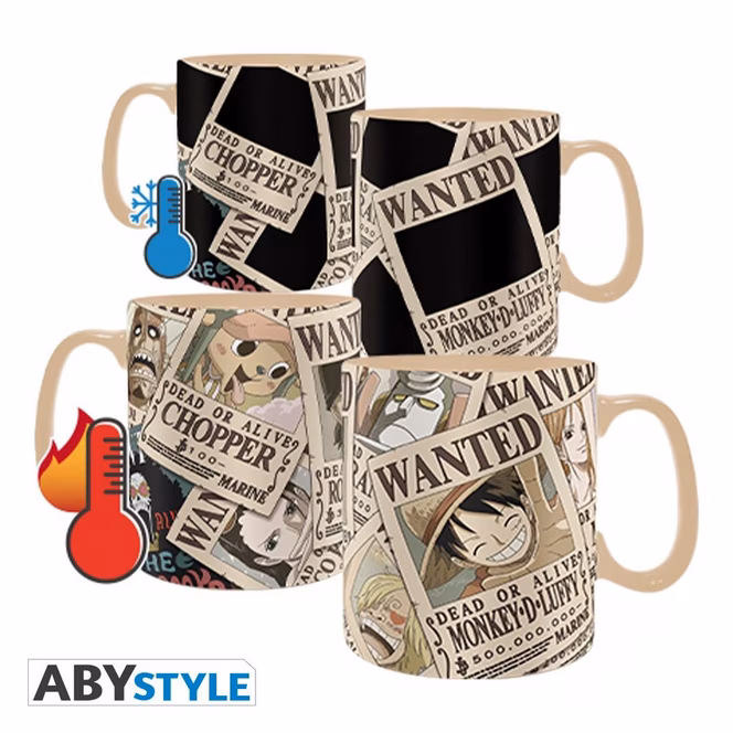 GameStop ABYstyle One Piece Heat Change Mug Wanted and Coaster Set