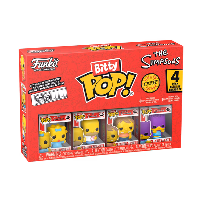 GameStop Funko Bitty POP! The Simpsons Vinyl Figure Set 4-Pack (Maggie Simpson, Homer Simpson,  Barney Gumble, and Mystery Pop!)