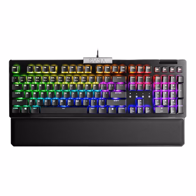 GameStop EVGA Z15 RGB Backlit LED Hot Swappable Kailh Speed Bronze Linear Switches Mechanical Gaming Keyboard