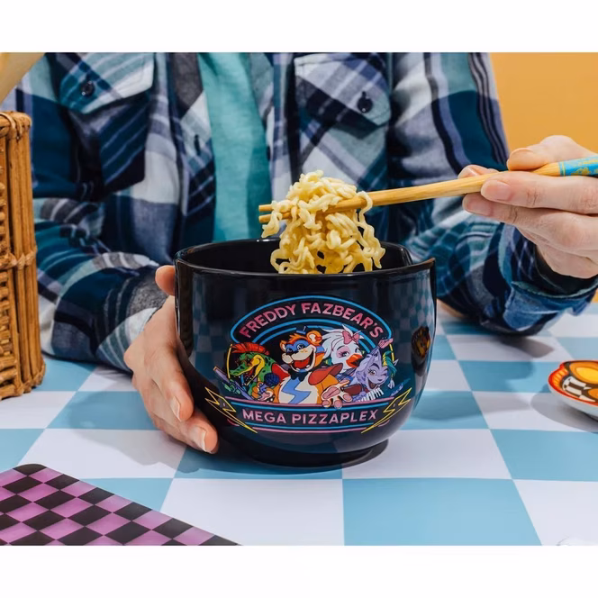 GameStop Five Nights At Freddy's Mega Pizzaplex 20oz Ceramic Ramen Bowl with Chopsticks
