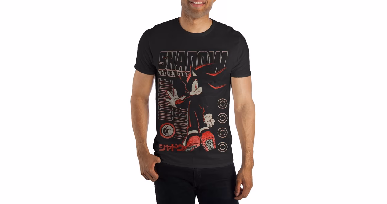 GameStop Sonic the Hedgehog Shadow the Hedgehog Black Graphic Unisex T-Shirt GameStop Exclusive