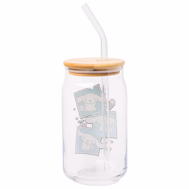 GameStop Sanrio Cinnamoroll Snapshot 16oz Glass Tumbler with Bamboo Lid and Glass Straw