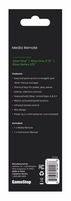GameStop GameStop Media Remote for Xbox Series X/S, Xbox One, and Windows 10 PC