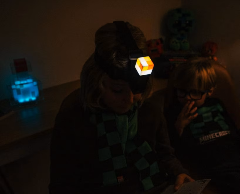GameStop Minecraft Brownstone Torch Headlamp Light With Adjustable Headband