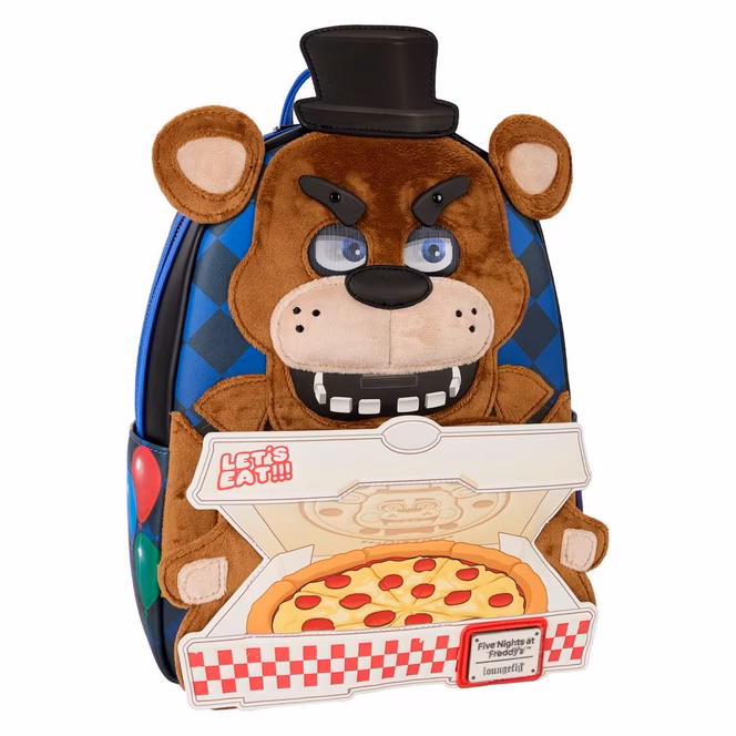 GameStop Loungefly Five Nights at Freddy's Freddy Fazbear Plush Cosplay Lenticular Mini Backpack