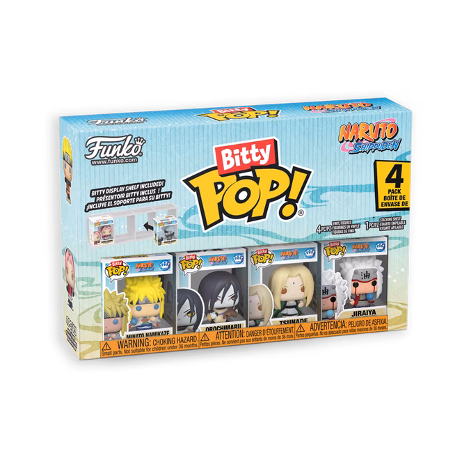 GameStop Funko Bitty POP!: Naruto: Shippuden 0.9-in Vinyl Figure Set 4-Pack (Tsunade, Minato Namikaze, Orochimaru, and Jiraiya)