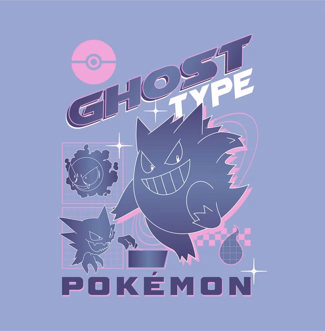 GameStop Pokemon Ghost Type Graphic Double Sided T-Shirt GameStop Exclusive