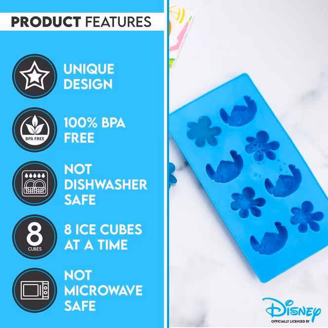 GameStop Disney Lilo and Stitch Silicone Mold Ice Cube Tray - 8 Cubes