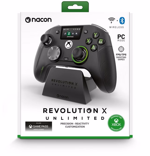 GameStop Nacon Revolution X Unlimited High-Performance Wireless Controller WIth Docking Station Designed for Xbox Series X/S, PC - Black