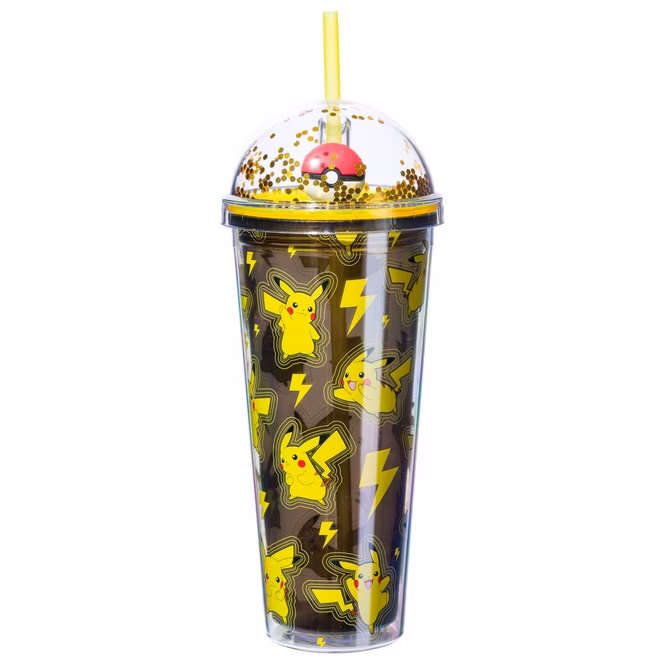GameStop Pokemon Pikachu Lightning Pattern 24oz Dome Top Travel Tumbler