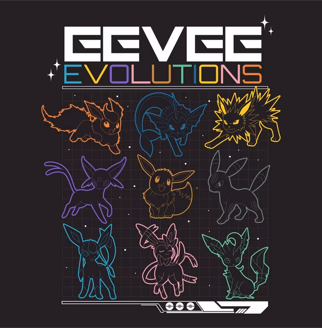GameStop Pokemon Eevee Eeveelutions Unisex Graphic T-Shirt GameStop Exclusive