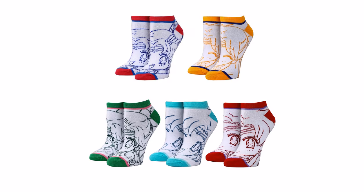 GameStop Sailor Moon Line Art Characters Ankle Socks 5-Pack