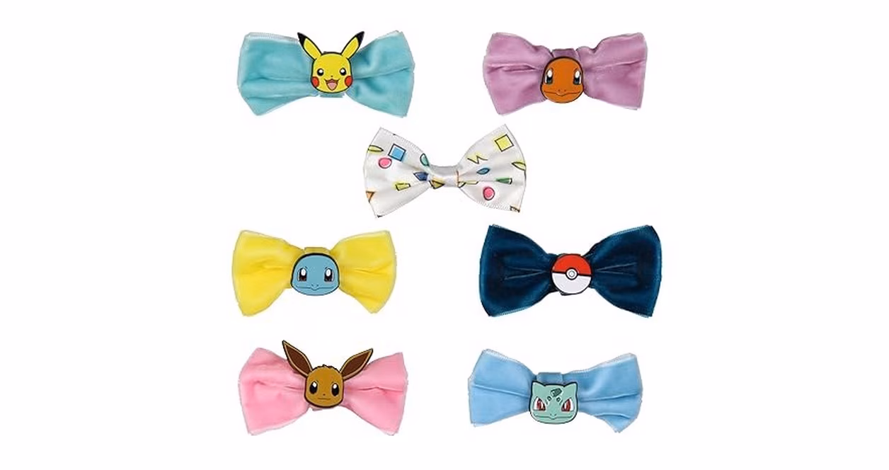 GameStop Pokemon Velvet Bow Hair Clips 7-Pack