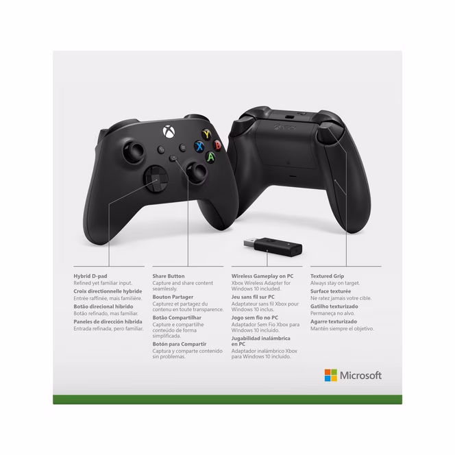 GameStop Microsoft Xbox Series X Wireless Controller with Wireless Adapter for Windows 10
