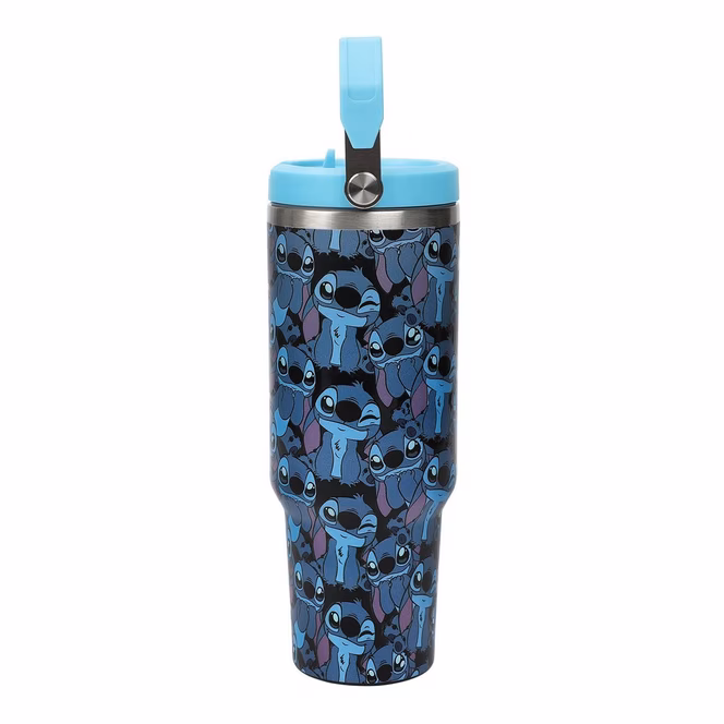 GameStop Lilo and Stitch All-Over Stitch Print 40oz Stainless Steel Tumbler with Bucket Handle