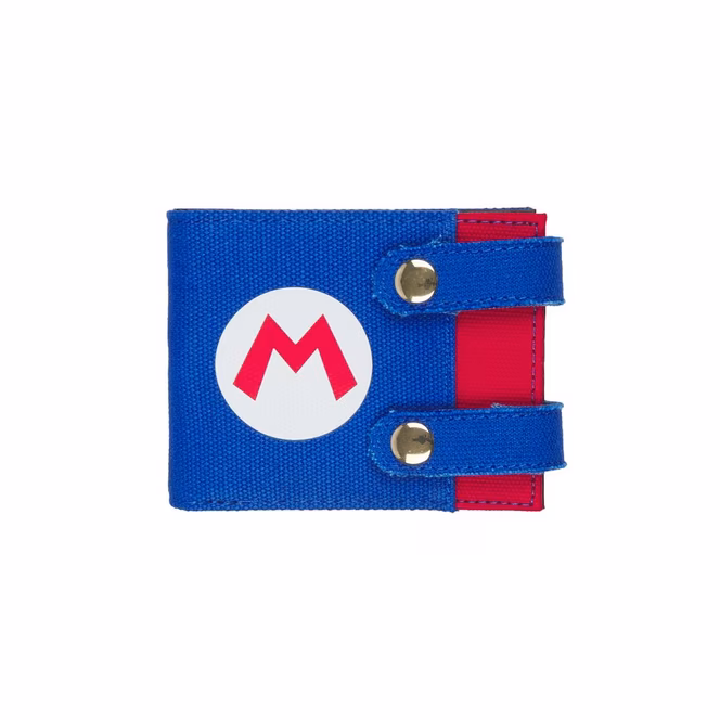 GameStop Super Mario Bros Mario Overalls Bifold Snap Wallet