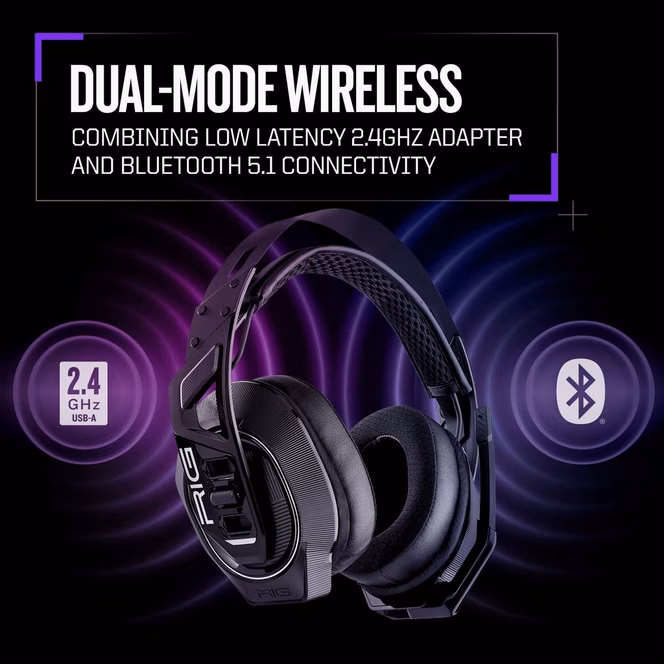 GameStop RIG 900 MAX HX Dual Wireless Gaming Headset for Xbox Series X/S, PC, PlayStation 4/5, and Switch - Black