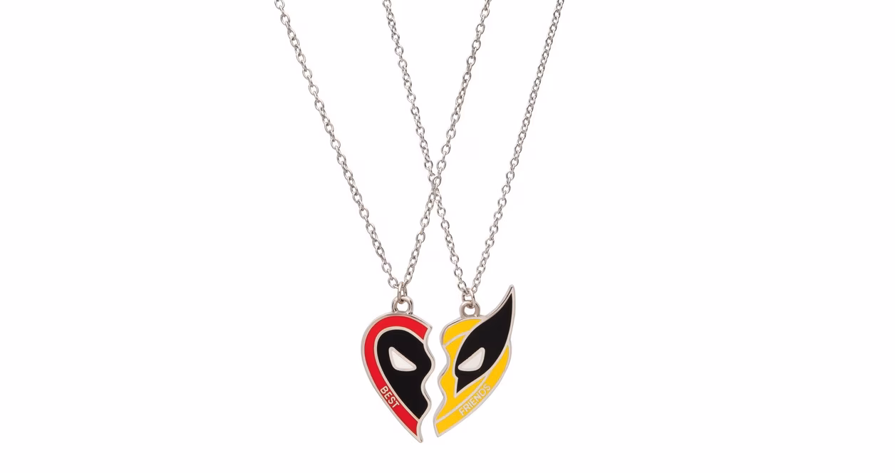 GameStop Deadpool and Wolverine Best Friends Heart Necklace Set GameStop Exclusive