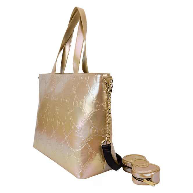 GameStop Loungefly Sanrio 50th Anniversary Hello Kitty Metallic Gold Tote Bag With Coin Bag