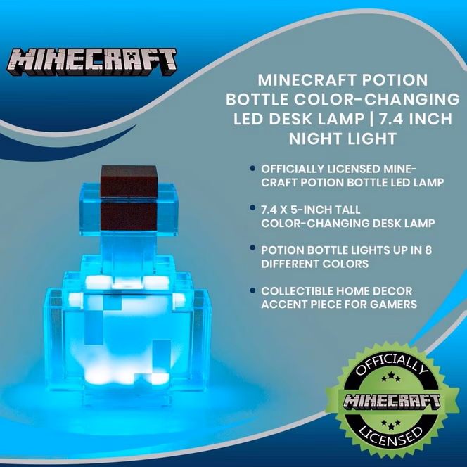 GameStop Minecraft Potion Bottle 7-In Color-Changing LED Desk Lamp