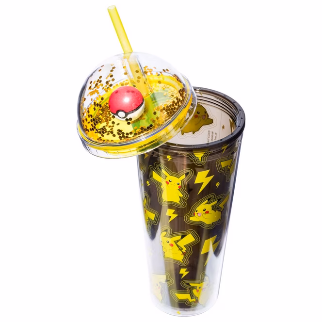 GameStop Pokemon Pikachu Lightning Pattern 24oz Dome Top Travel Tumbler