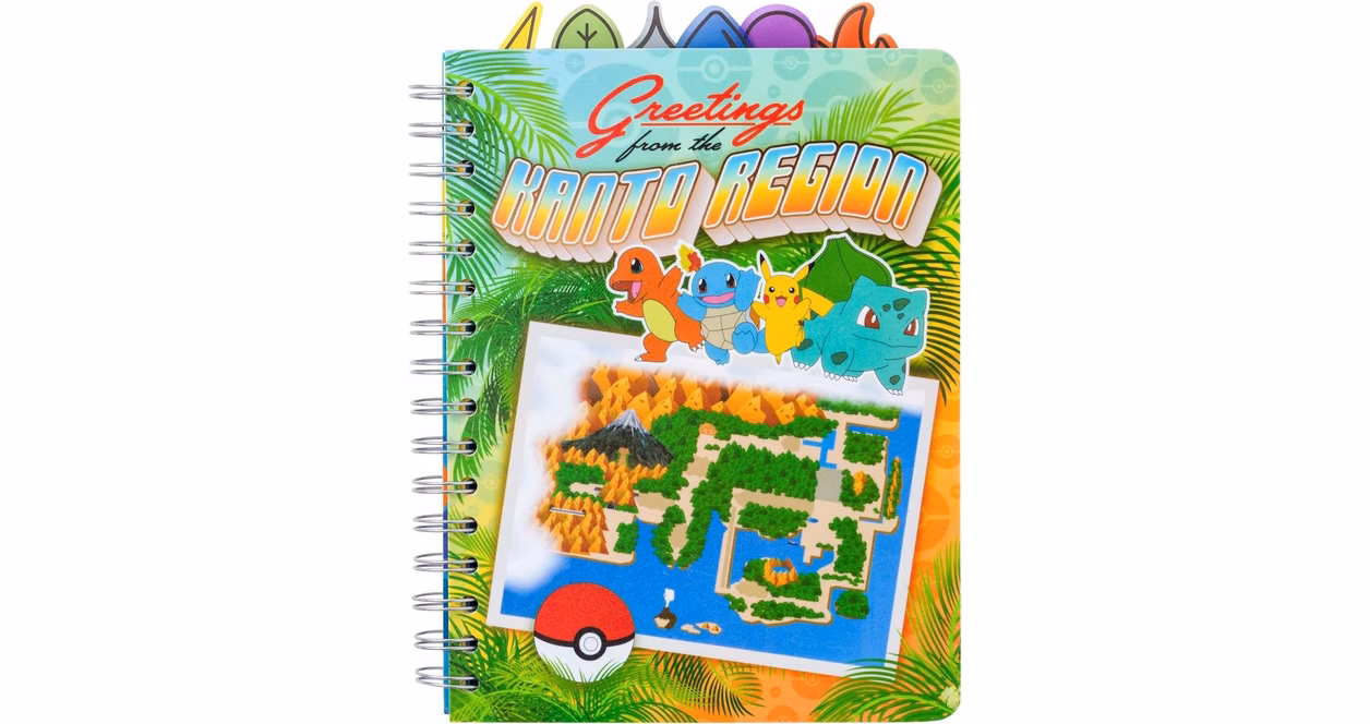 GameStop Pokemon Kanto Region Pokemon And Map 6.5 x 8.5-In Tabbed Spiral Journal