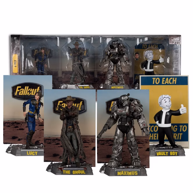 GameStop McFarlane Toys Movie Maniacs Fallout Lucy Maximus the Ghoul and Vault Boy 4-piece Figure