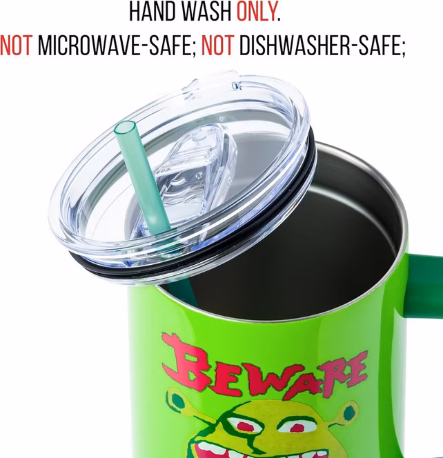 GameStop Shrek Beware Ogre 40oz Stainless Steel Tumbler with Handle