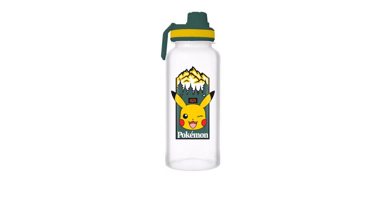 GameStop Pokemon Pikachu Outdoor Wink Badge 32oz Twist Spout Plastic Bottle with Sticker Set