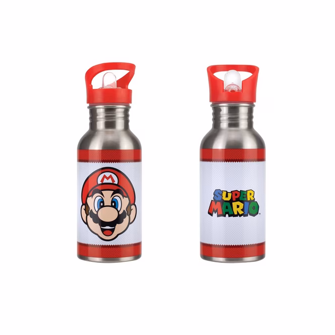 GameStop Super Mario Metal Water Bottle with Straw
