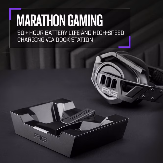 GameStop RIG 900 MAX HX Dual Wireless Gaming Headset for Xbox Series X/S, PC, PlayStation 4/5, and Switch - Black