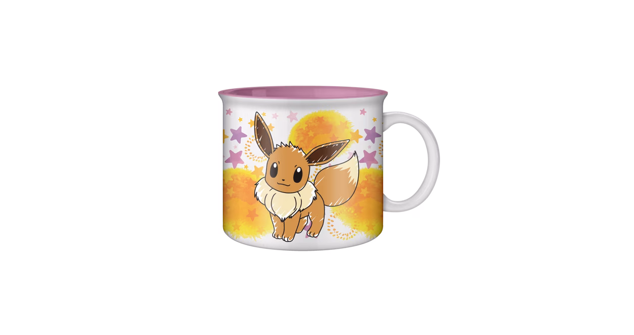 GameStop Pokemon Eevee Star Splatter 20oz Ceramic Camper Mug