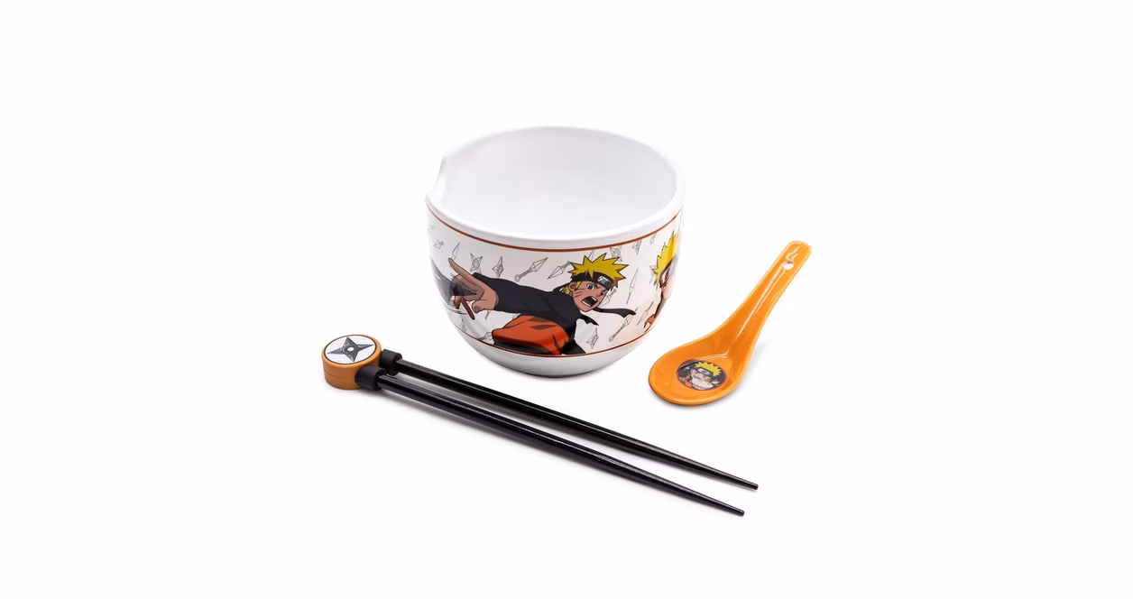 GameStop CultureFly Naruto Shippuden Ramen Bundle with 20 oz Bowl, Spoon, and Chopsticks
