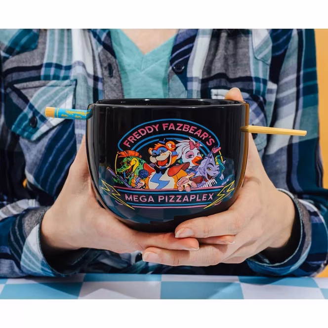 GameStop Five Nights At Freddy's Mega Pizzaplex 20oz Ceramic Ramen Bowl with Chopsticks