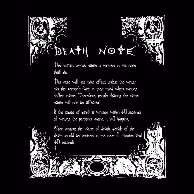 GameStop Death Note Notebook Double Sided Graphic Unisex T-Shirt GameStop Exclusive