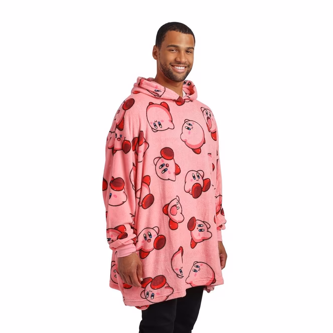 GameStop Kirby Fuzzy Oversized Blanket Hoodie GameStop Exclusive - One Size