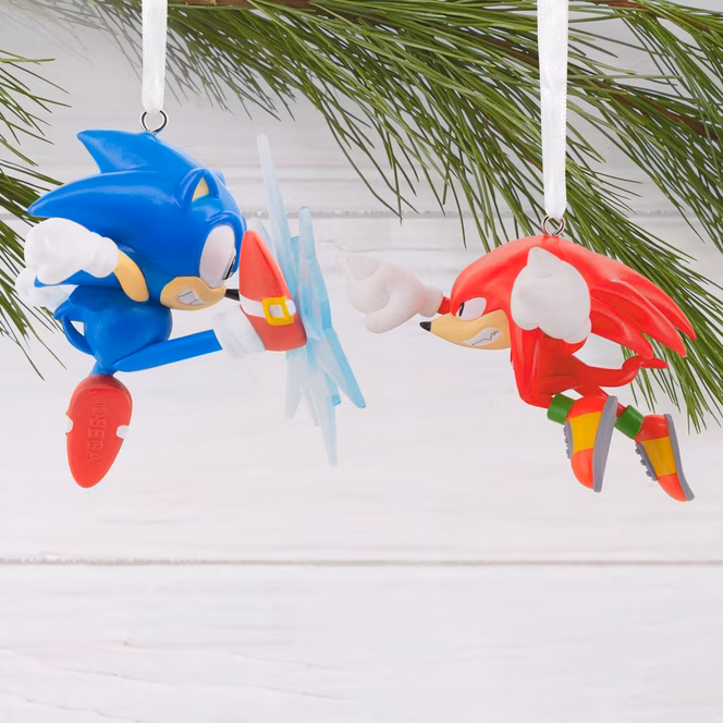 GameStop Hallmark Sonic The Hedgehog Sonic and Knuckles Christmas Ornament Set