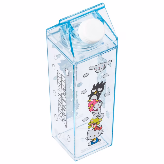 GameStop Sanrio Hello Kitty and Friends Stacked Friends and Clouds  16.2oz Plastic Milk Carton Bottle