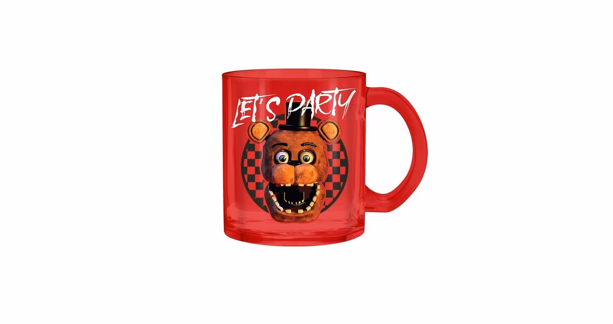 GameStop Five Nights At Freddy's Freddy Lets Party Checkerboard  17.5 oz Glass Coffee Mug