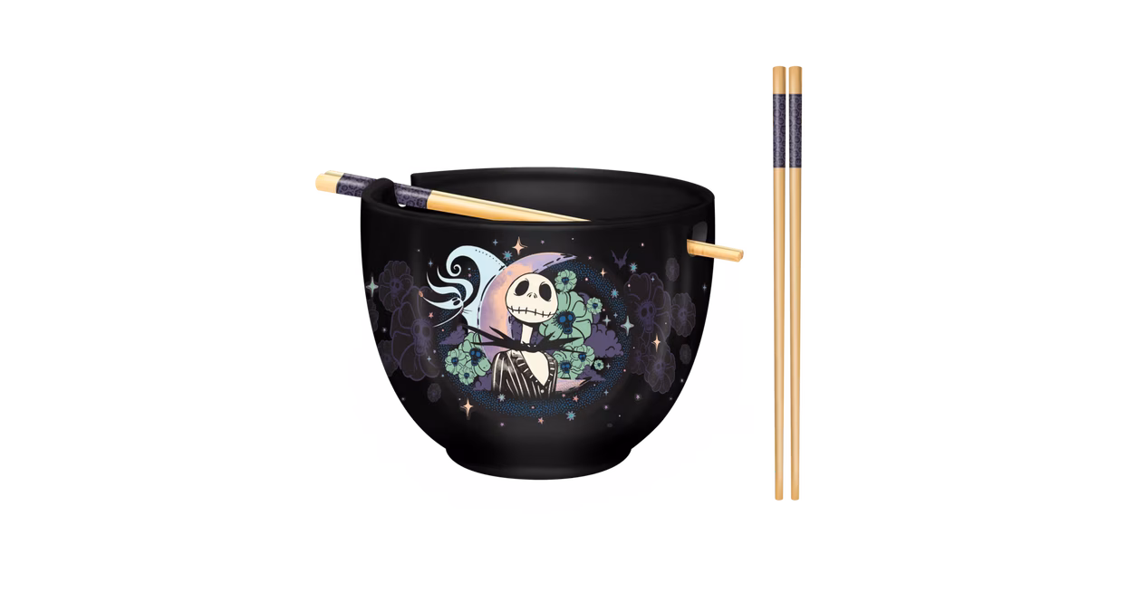 GameStop Nightmare Before Christmas Starry Night 20oz Ceramic Ramen Bowl with Chopsticks