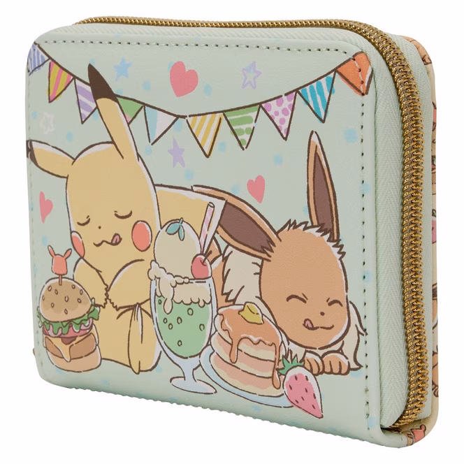 GameStop Loungefly Pokemon Cafe Pikachu and Eevee Food Zip Around Wallet GameStop Exclusive