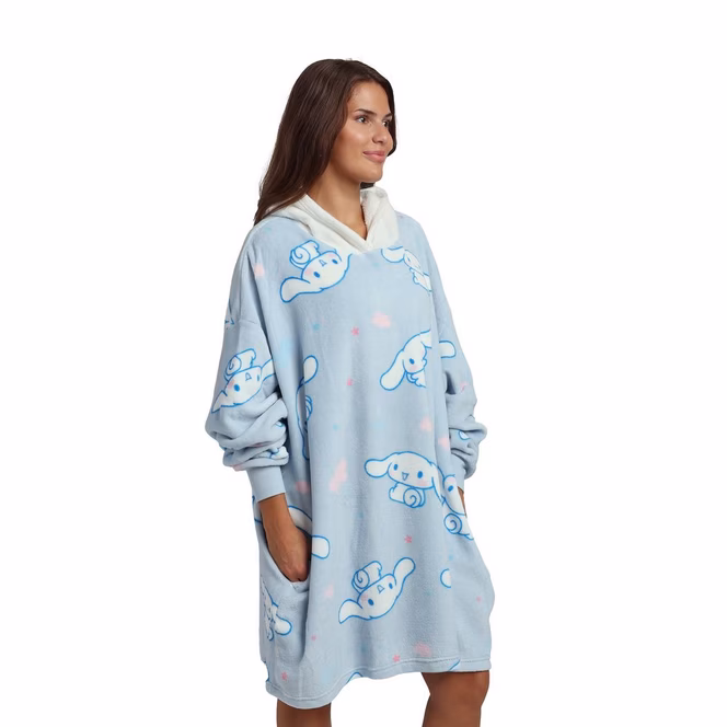 GameStop Sanrio Cinnamoroll Fuzzy Oversized Blanket Unisex Hoodie GameStop Exclusive