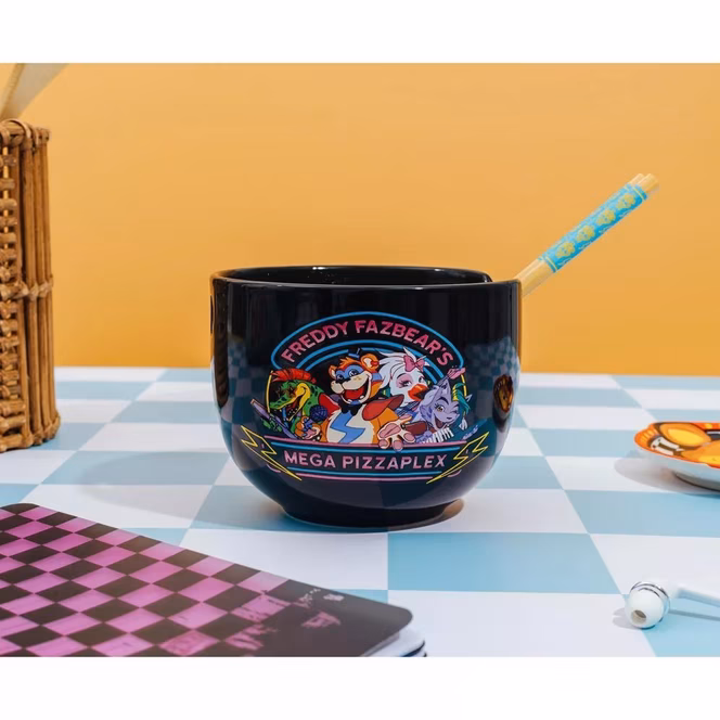 GameStop Five Nights At Freddy's Mega Pizzaplex 20oz Ceramic Ramen Bowl with Chopsticks