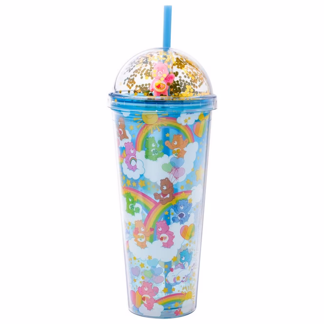 GameStop Care Bears Rainbows Clouds And Stars 24oz Dome Top Travel Tumbler