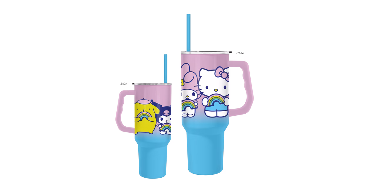 GameStop Sanrio Over the Rainbow Line Up Ombre 40oz Stainless Steel Tumbler with Handle